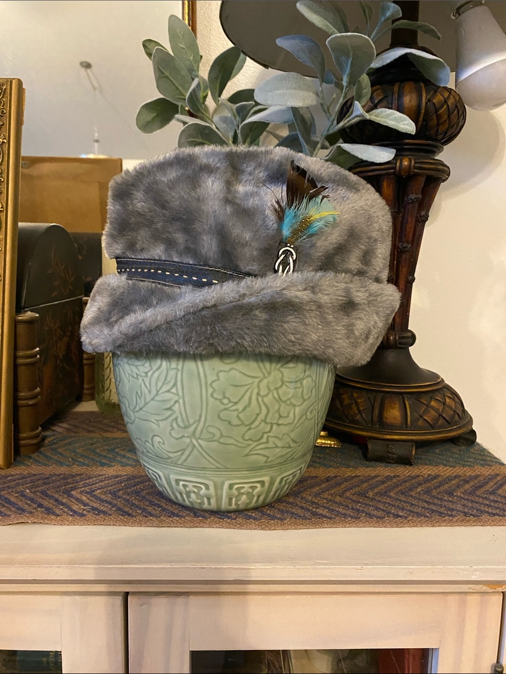 Vintage United Hatters Cap & Millinery Men’s Gray Faux Fur Winter Flap Hat Sm
